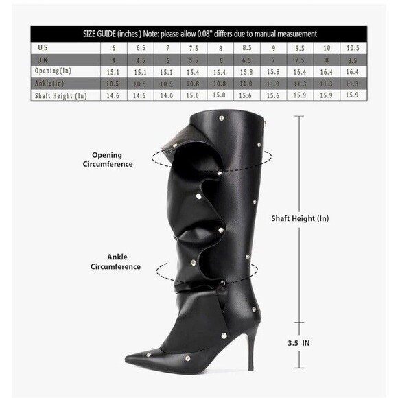 Eusibb Slouch Pointed Toe Knee High Boots Stiletto 8.5 Heel Pull On Convertible - Picture 13 of 17